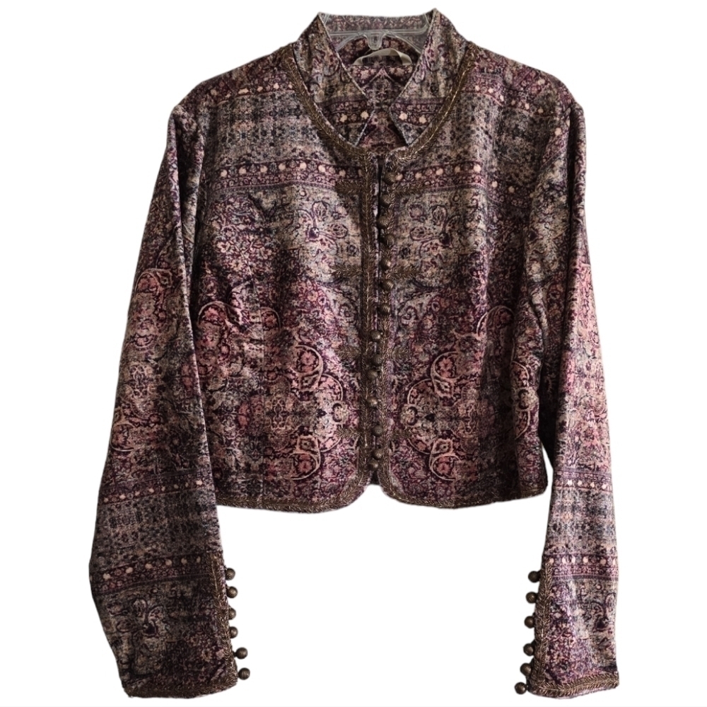 Soft Surroundings  Icon Velvet Bolero Urbina Umber Coat Jacket Large - Picture 4 of 10